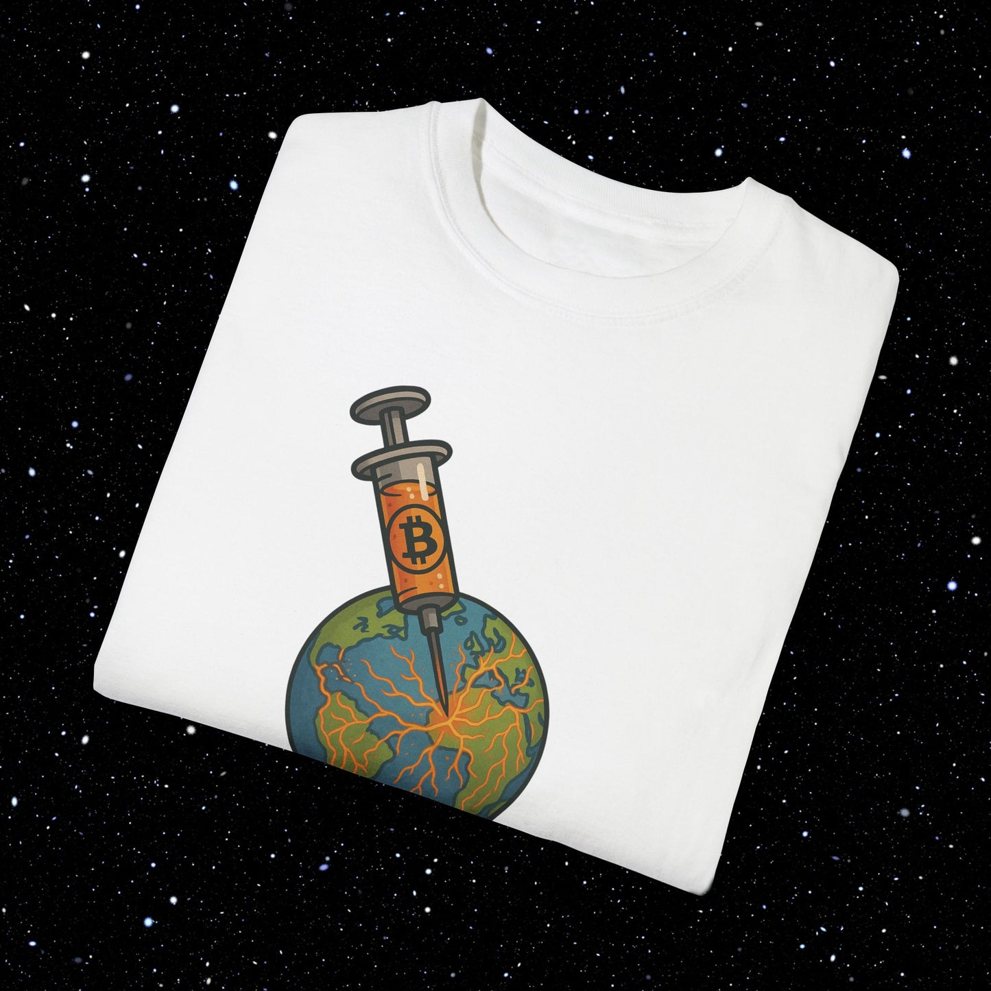 The Poison Is The Cure - Earth Syringe - Bitcoin Comfort Colors Tee Shirt