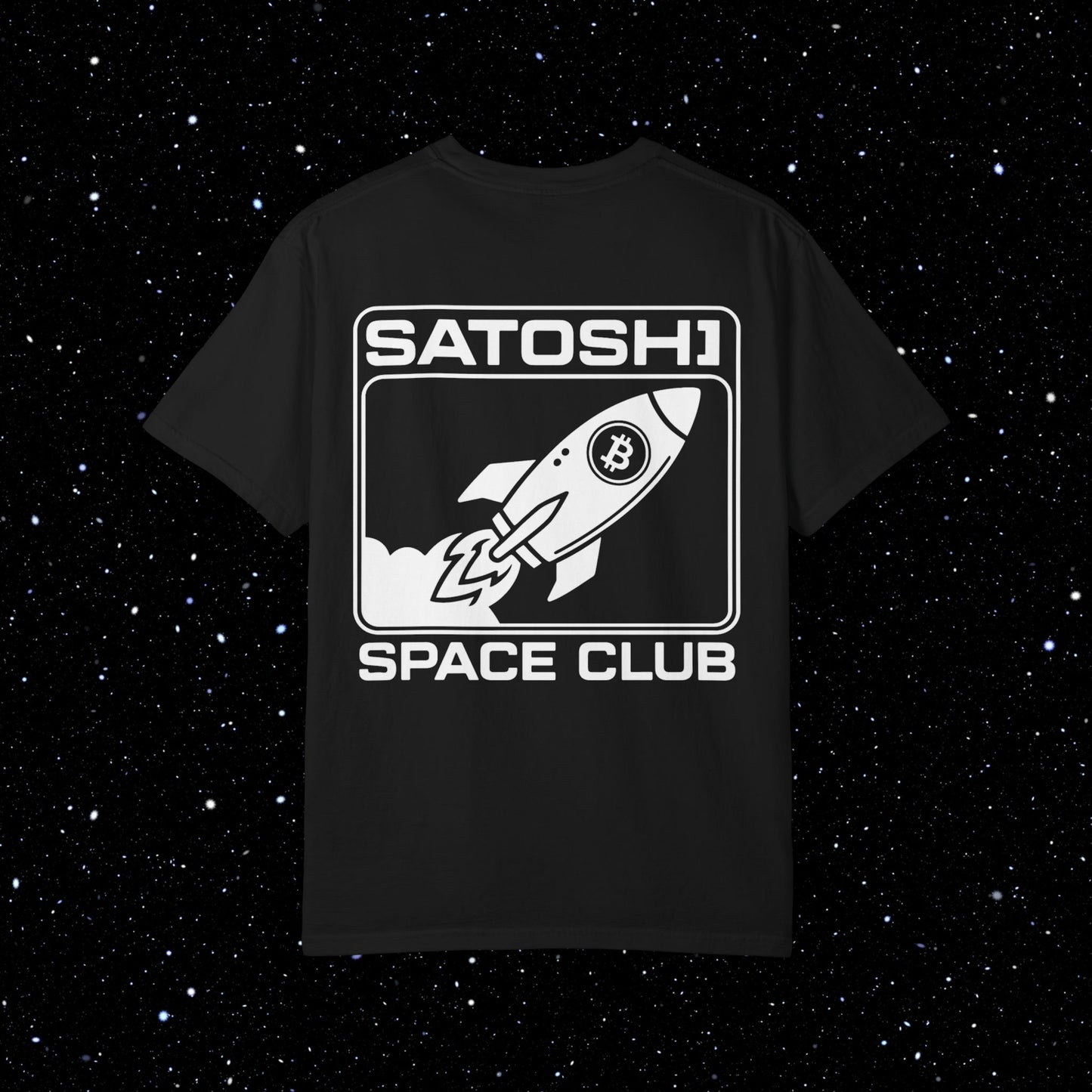 Satoshi Space Club Logo Back Print Bitcoin Tee Shirt