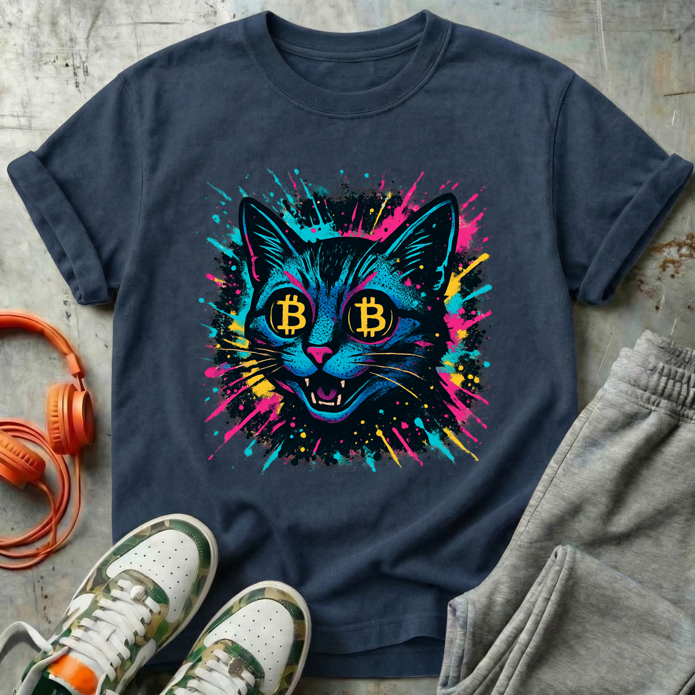 Catoshi Splatter Bitcoin Tee