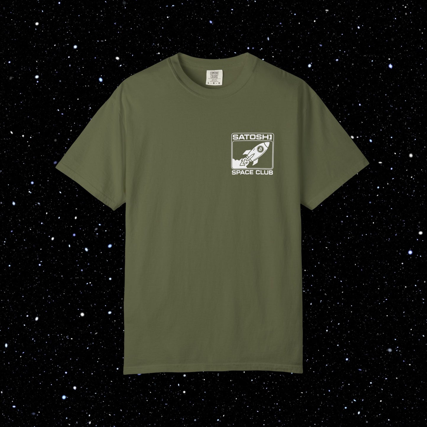 Satoshi Space Club Logo Back Print Bitcoin Tee Shirt