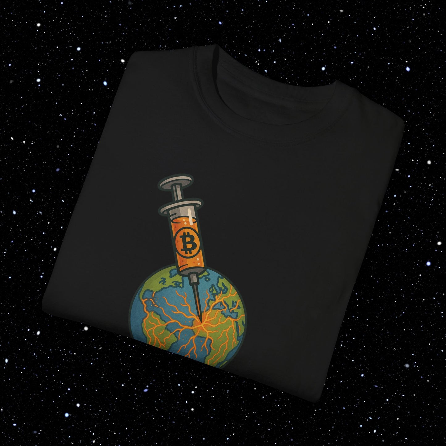 The Poison Is The Cure - Earth Syringe - Bitcoin Comfort Colors Tee Shirt