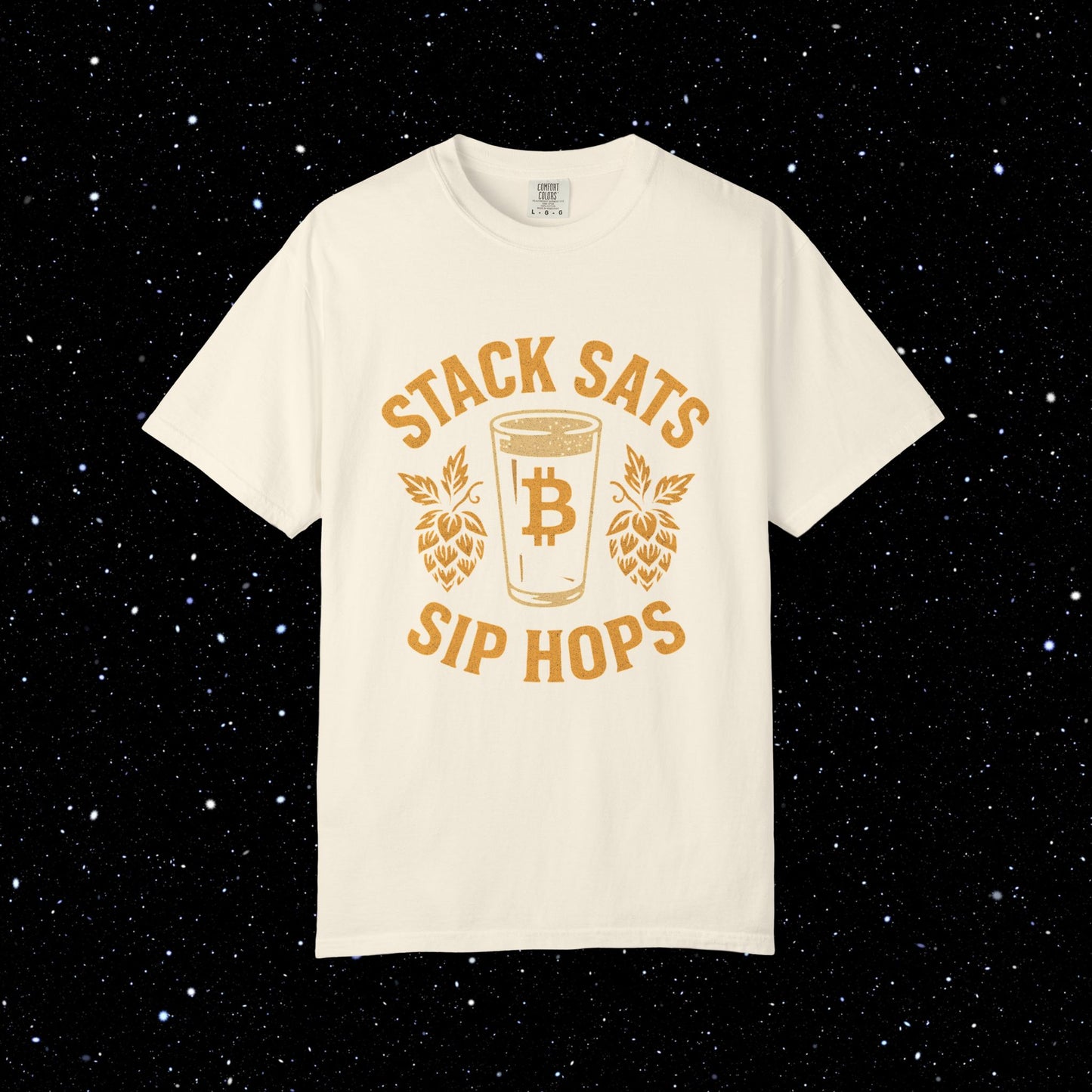 Stack Sats Sip Hops Bitcoin Tee