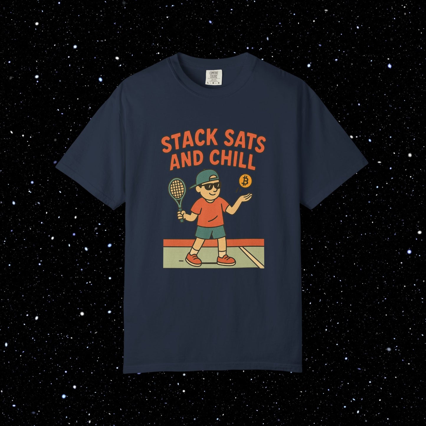 Stack Sats and Chill Bitcoin Tennis Tee