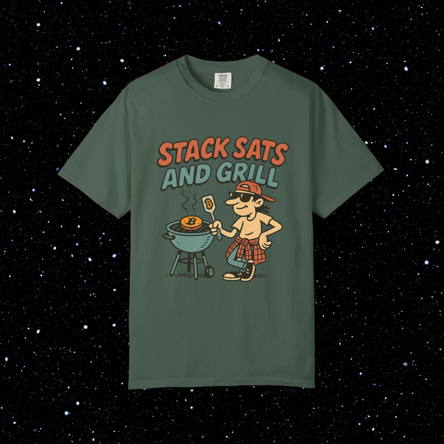 Stack sats and grill bitcoin tee