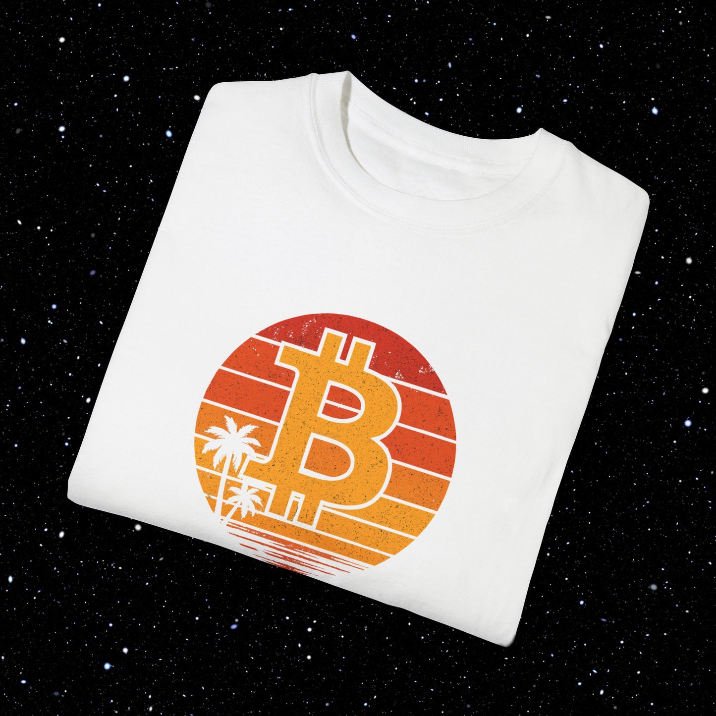 Bitcoin Retro Sunset Comfort Colors Tee Shirt