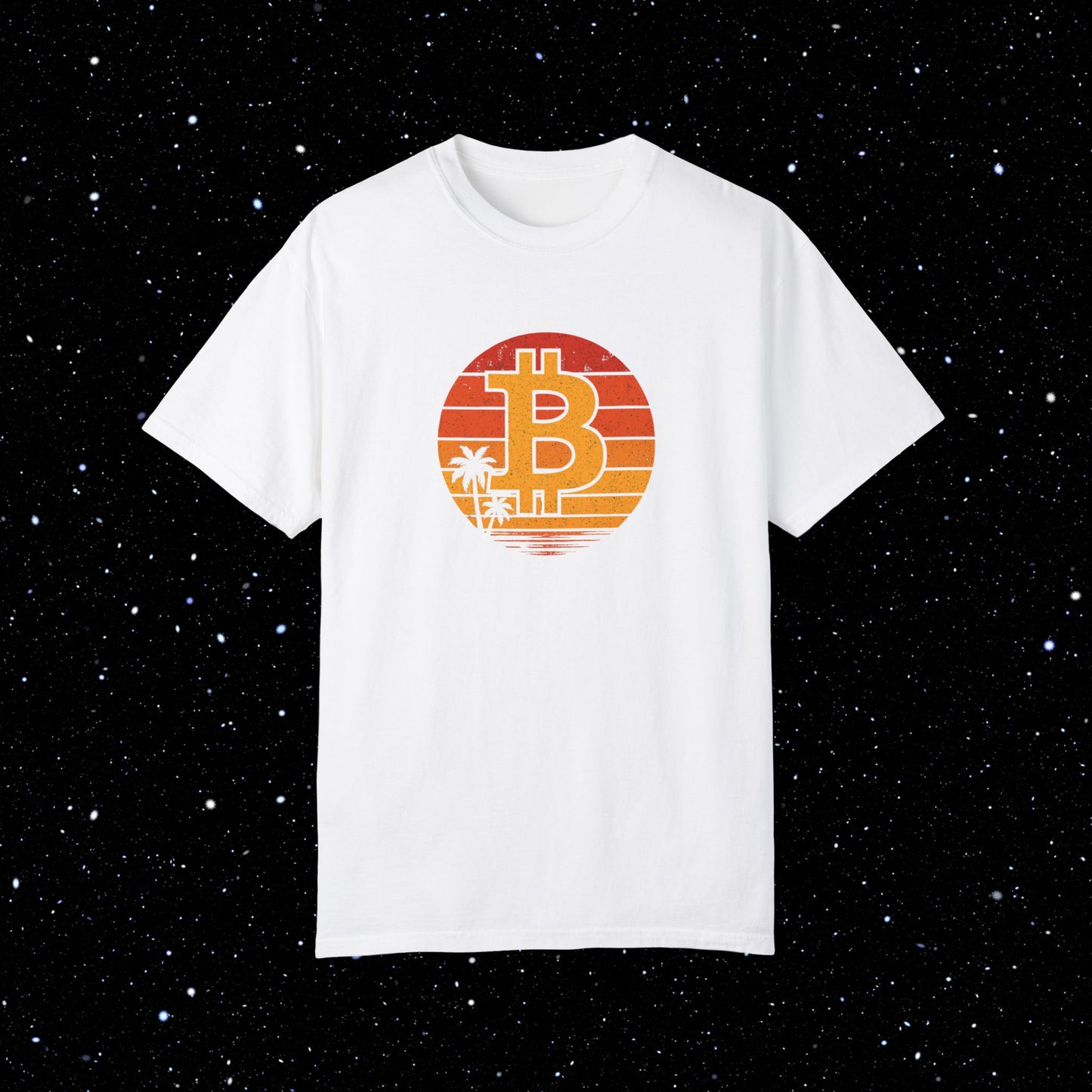 Bitcoin Retro Sunset Comfort Colors Tee Shirt