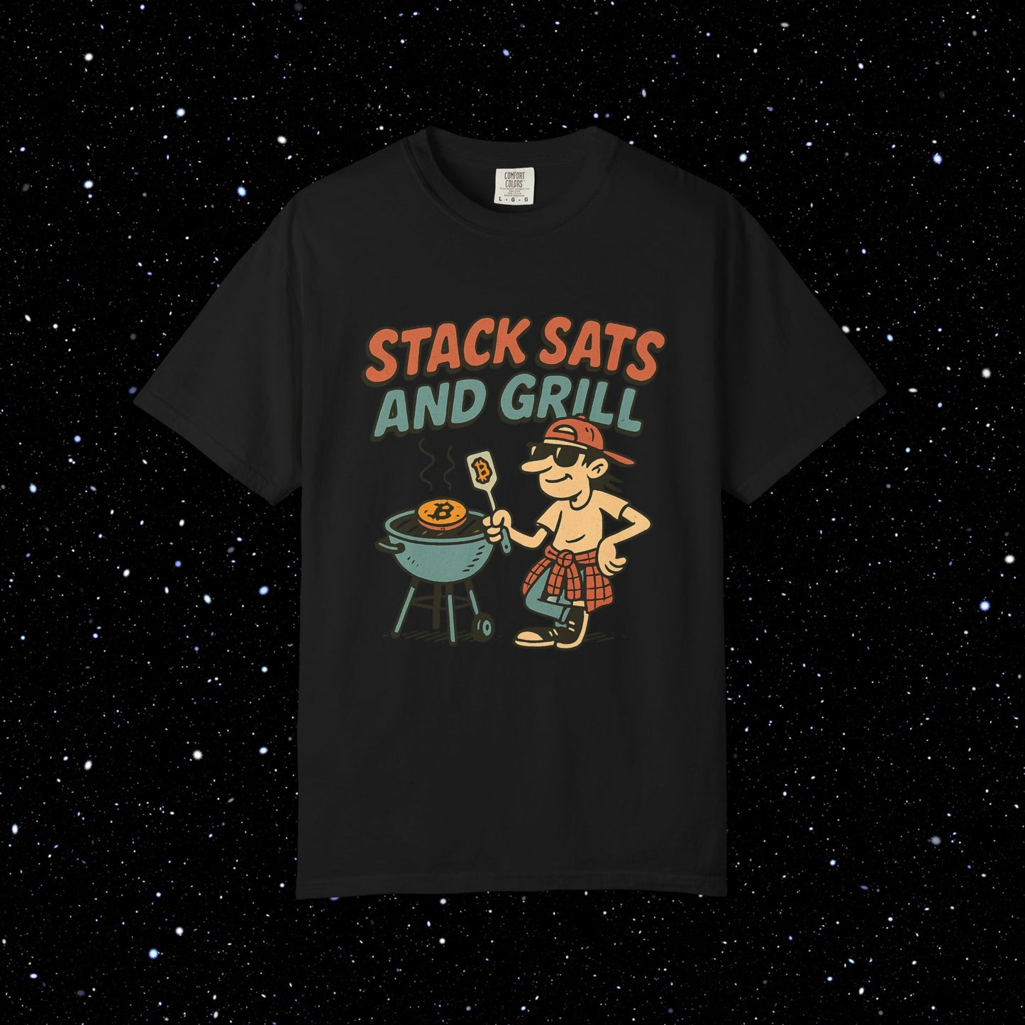 Stack sats and grill bitcoin tee