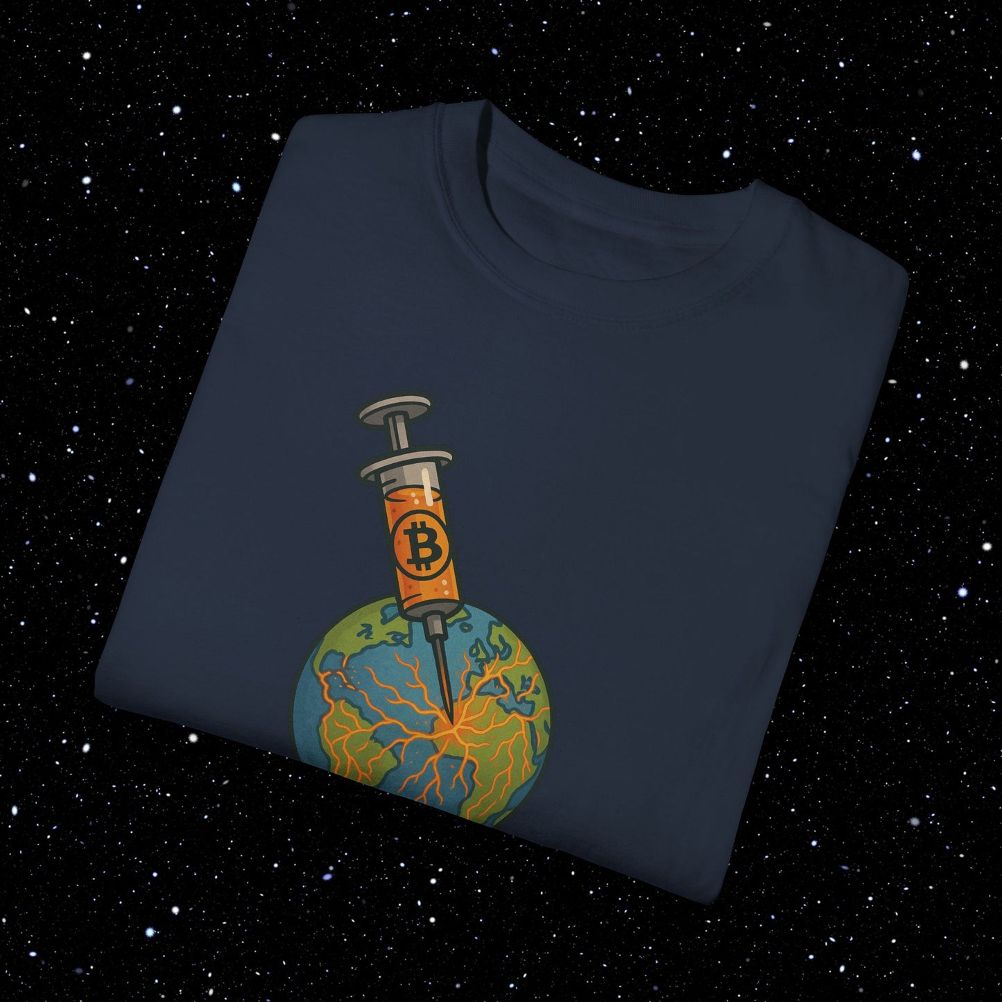 The Poison Is The Cure - Earth Syringe - Bitcoin Comfort Colors Tee Shirt