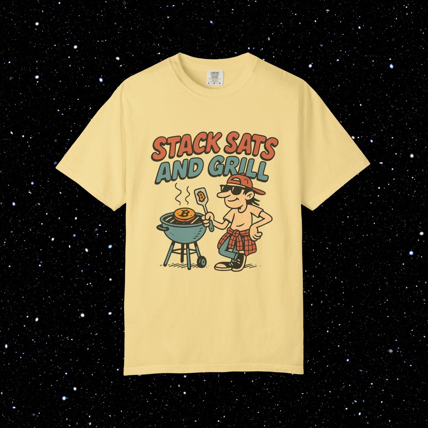 Stack sats and grill bitcoin tee