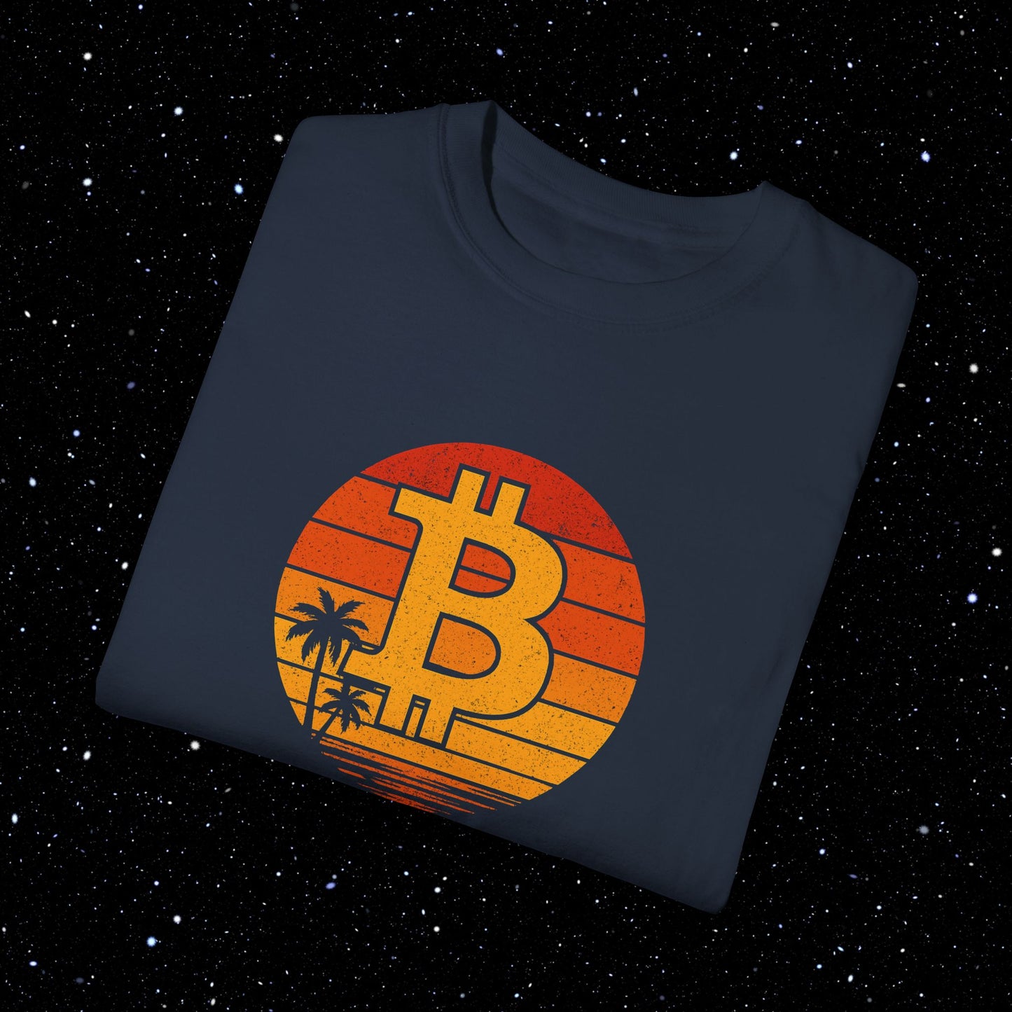 Bitcoin Retro Sunset Comfort Colors Tee Shirt