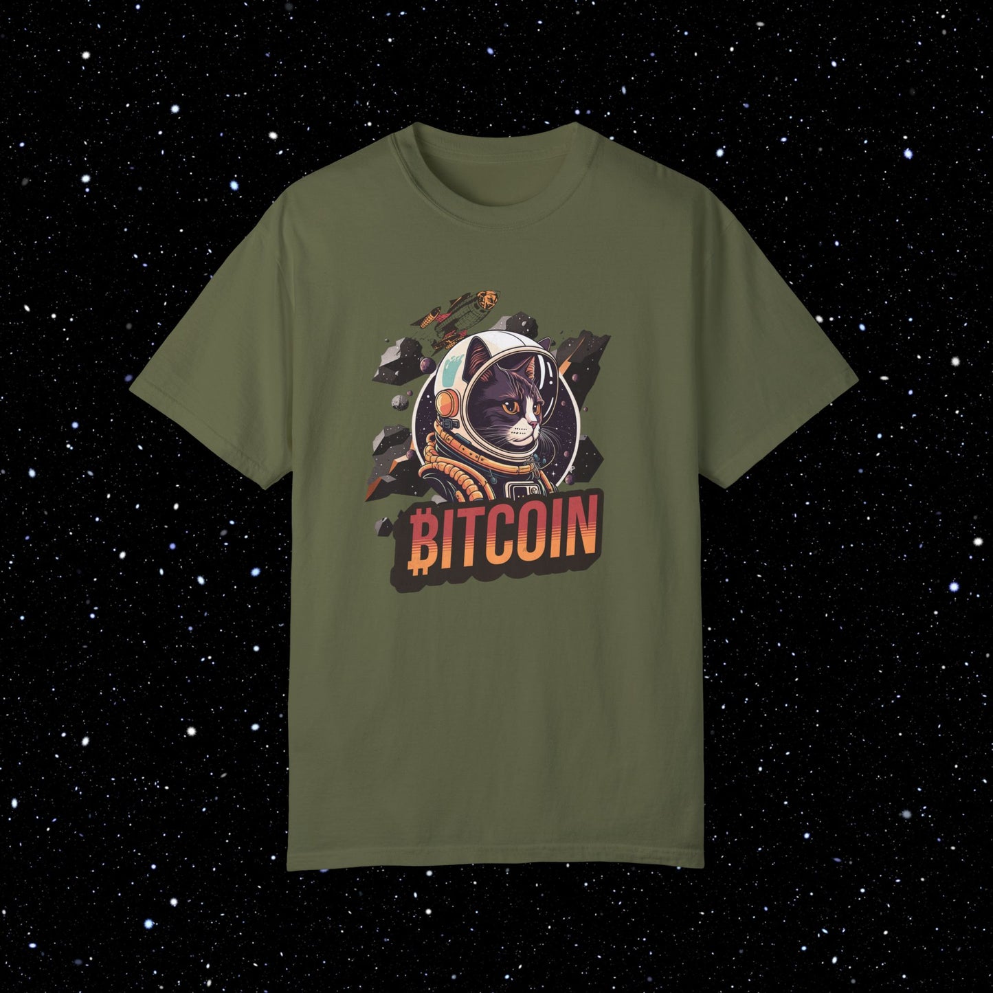 Bitcoin Catstronaut Comfort Colors Tee Shirt