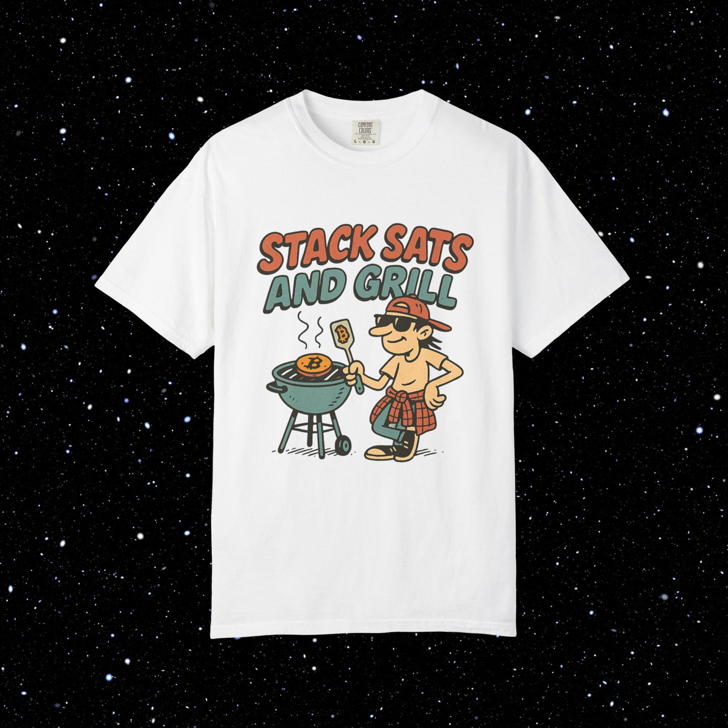 Stack sats and grill bitcoin tee