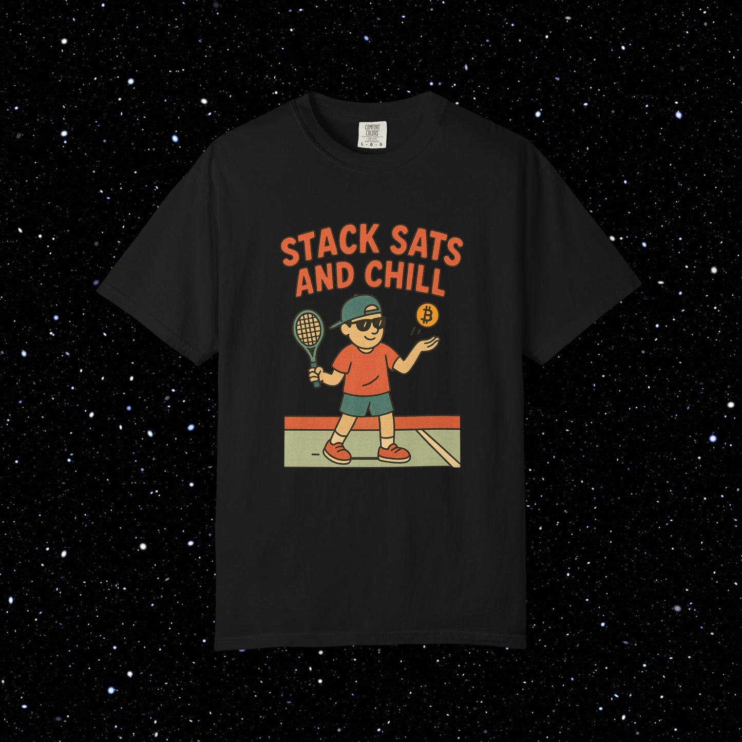 Stack Sats and Chill Bitcoin Tennis Tee