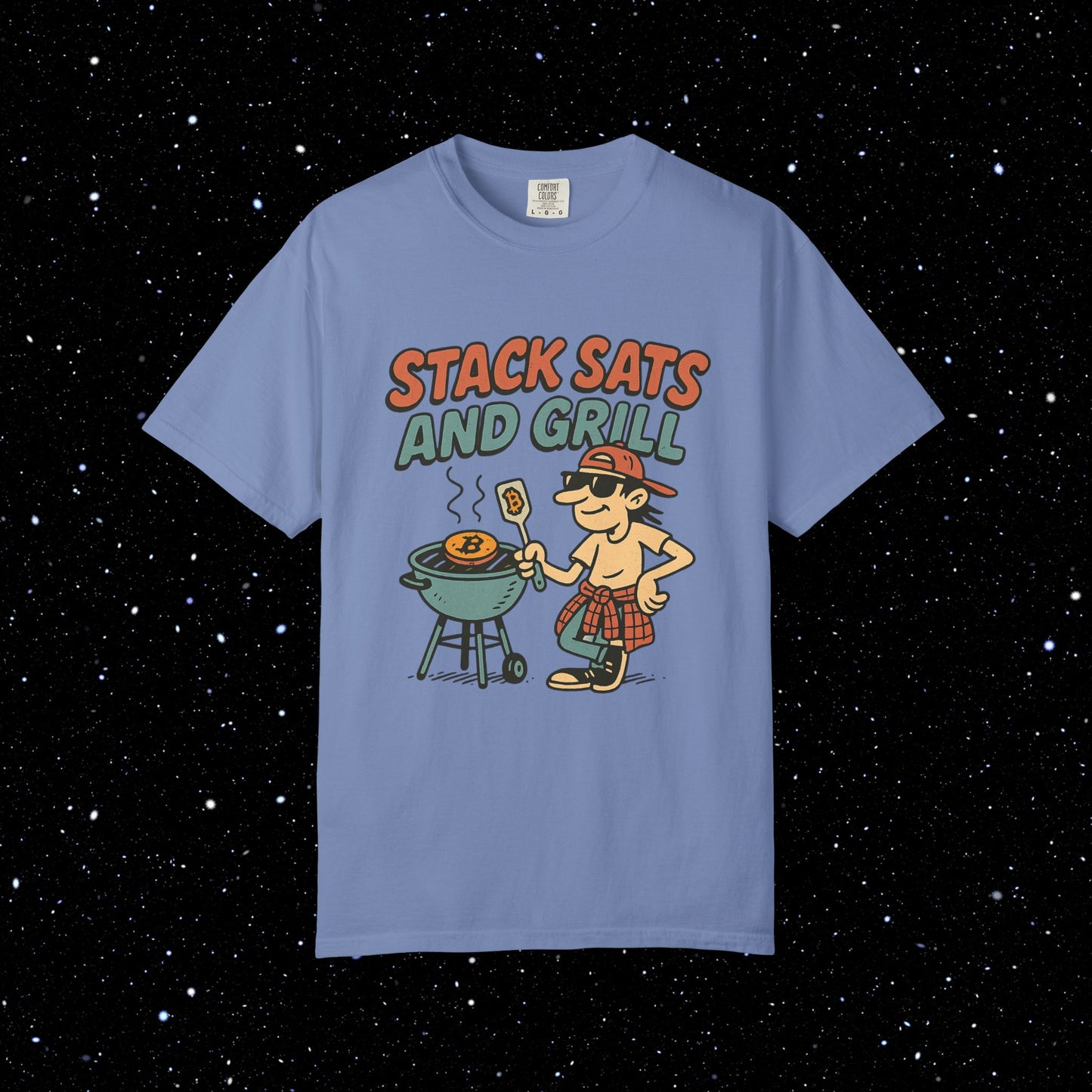 Stack sats and grill bitcoin tee