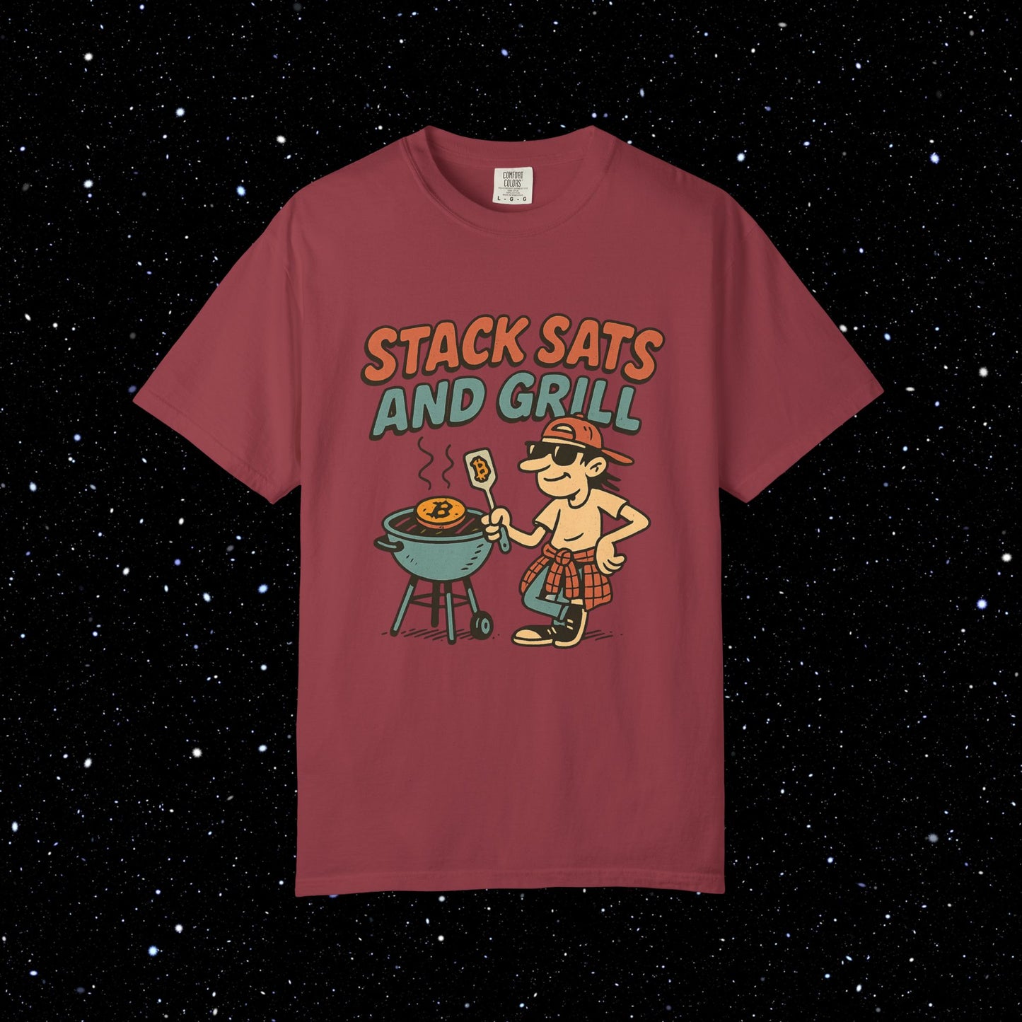 Stack sats and grill bitcoin tee