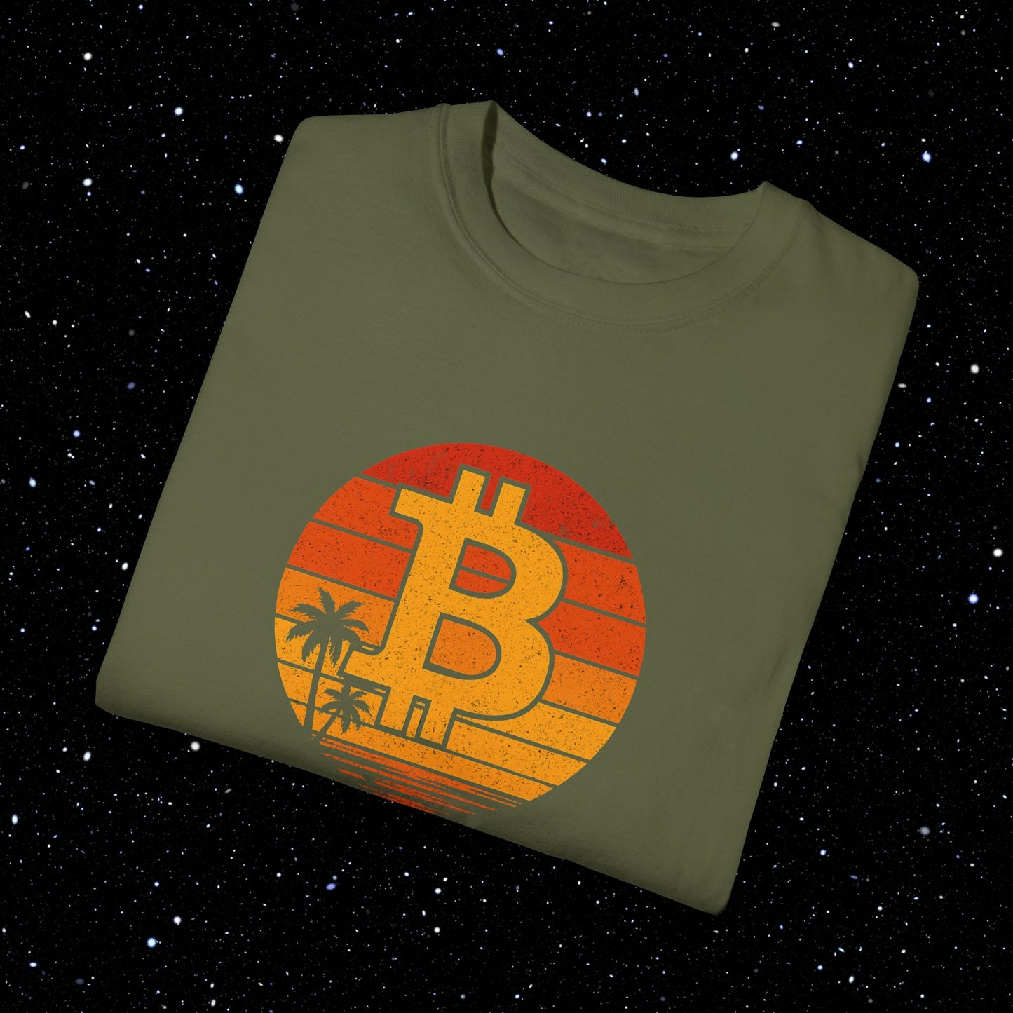 Bitcoin Retro Sunset Comfort Colors Tee Shirt
