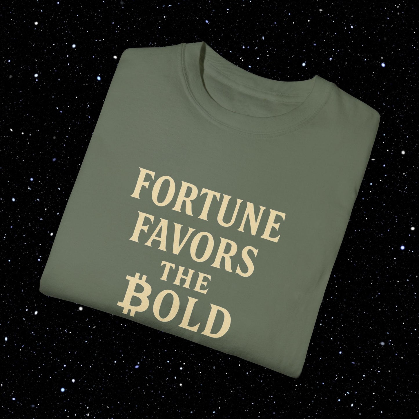 Fortune Favors the Bold - Bitcoin Typography Tee Shirt