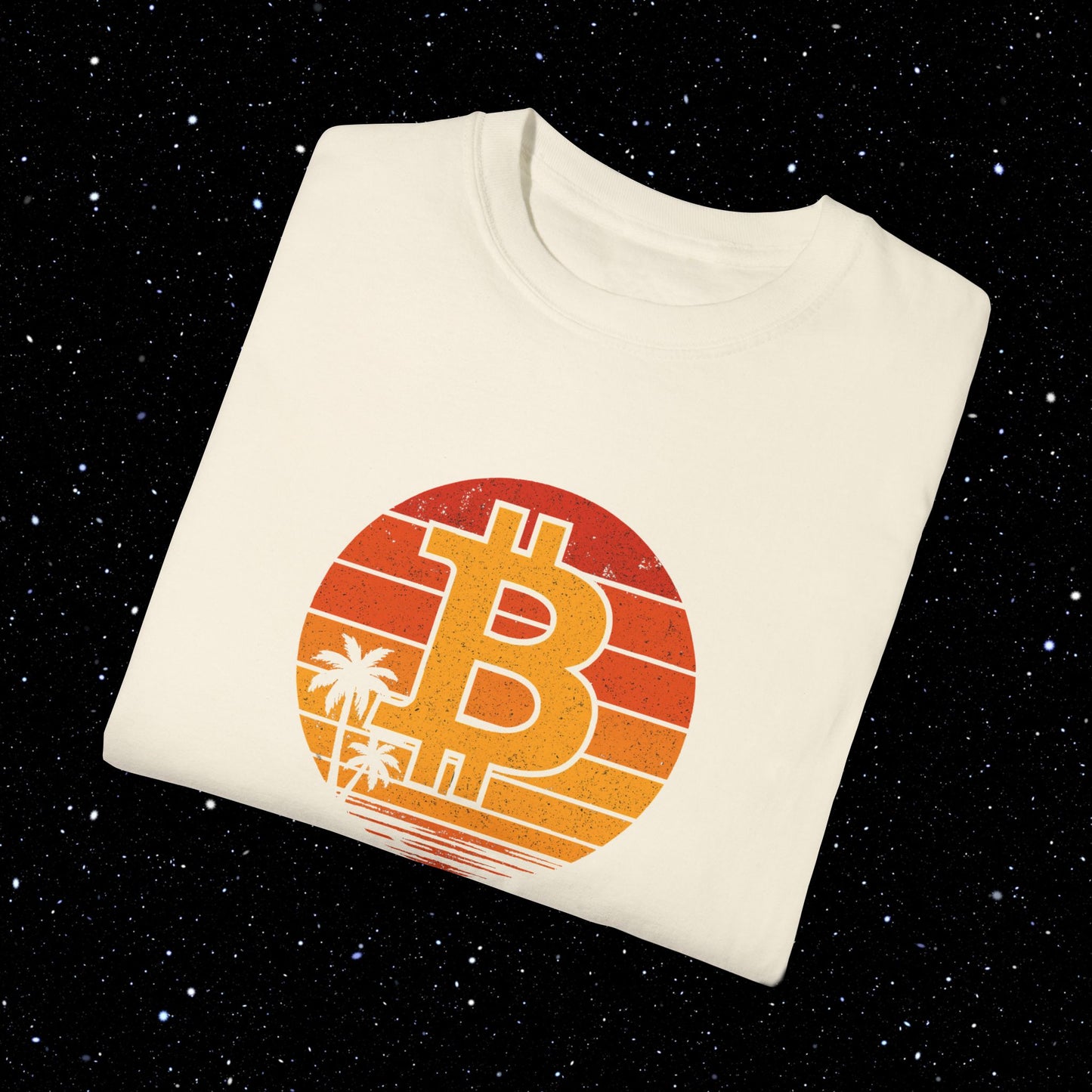 Bitcoin Retro Sunset Comfort Colors Tee Shirt