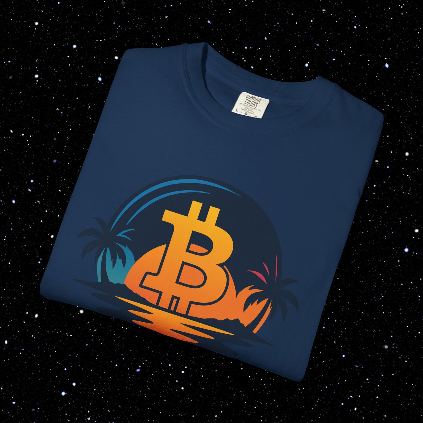 Bitcoin Sunset Beach Tee