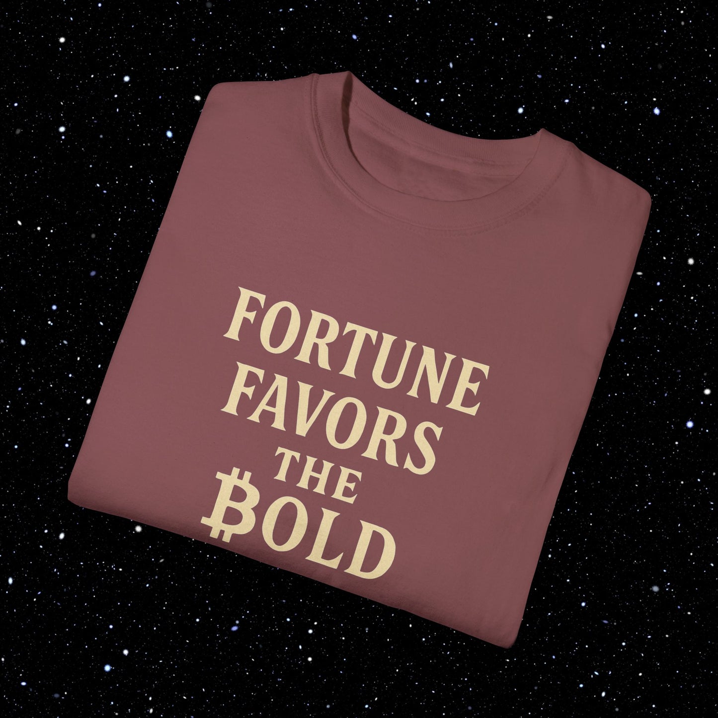 Fortune Favors the Bold - Bitcoin Typography Tee Shirt