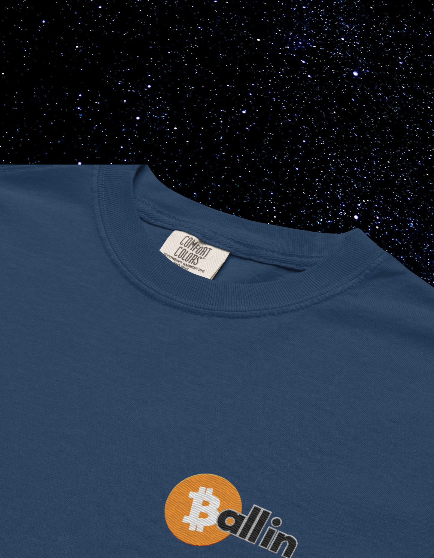 Ballin' Embroidered Bitcoin Comfort Colors Tee