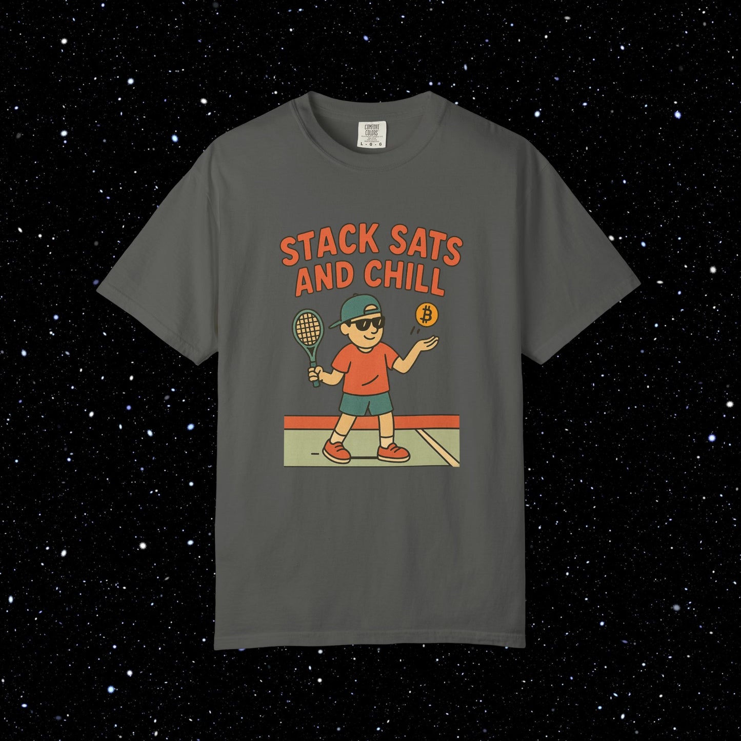Stack Sats and Chill Bitcoin Tennis Tee