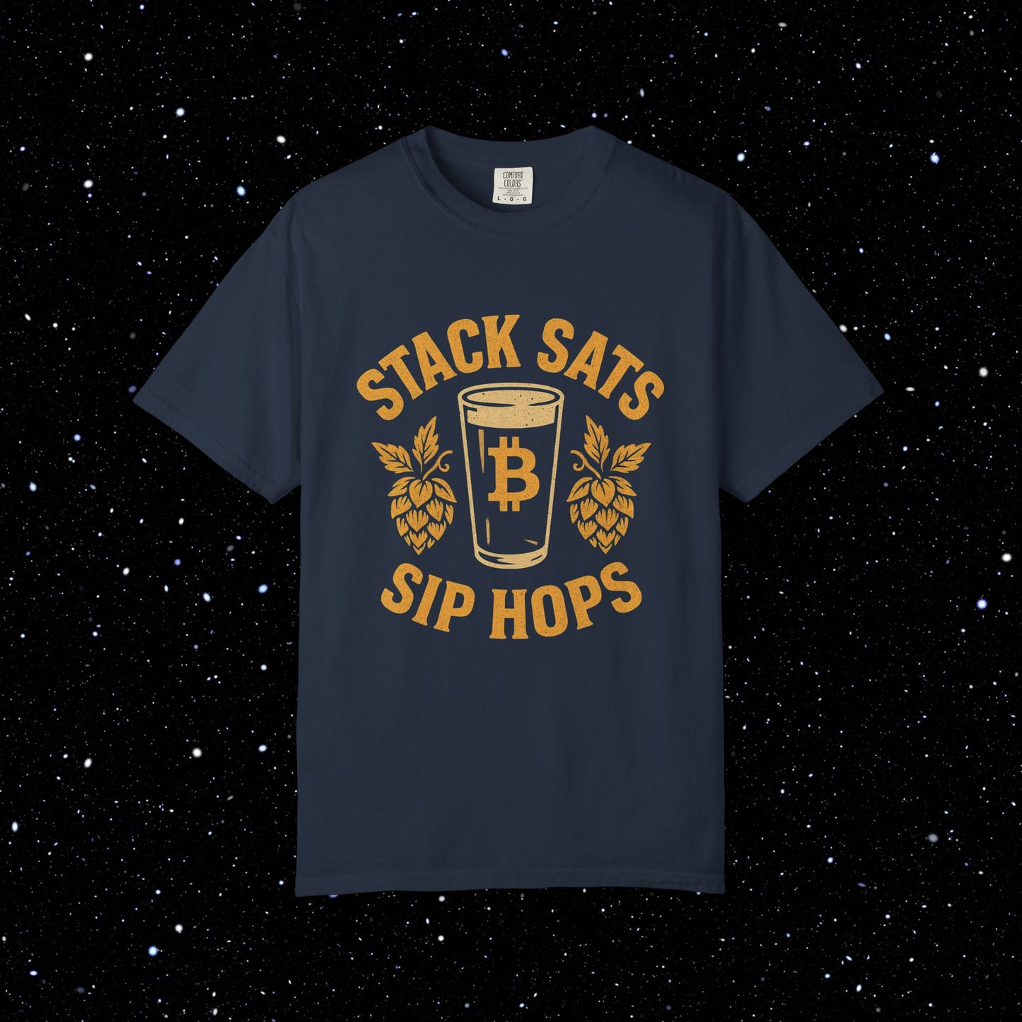 Stack Sats Sip Hops Bitcoin Tee