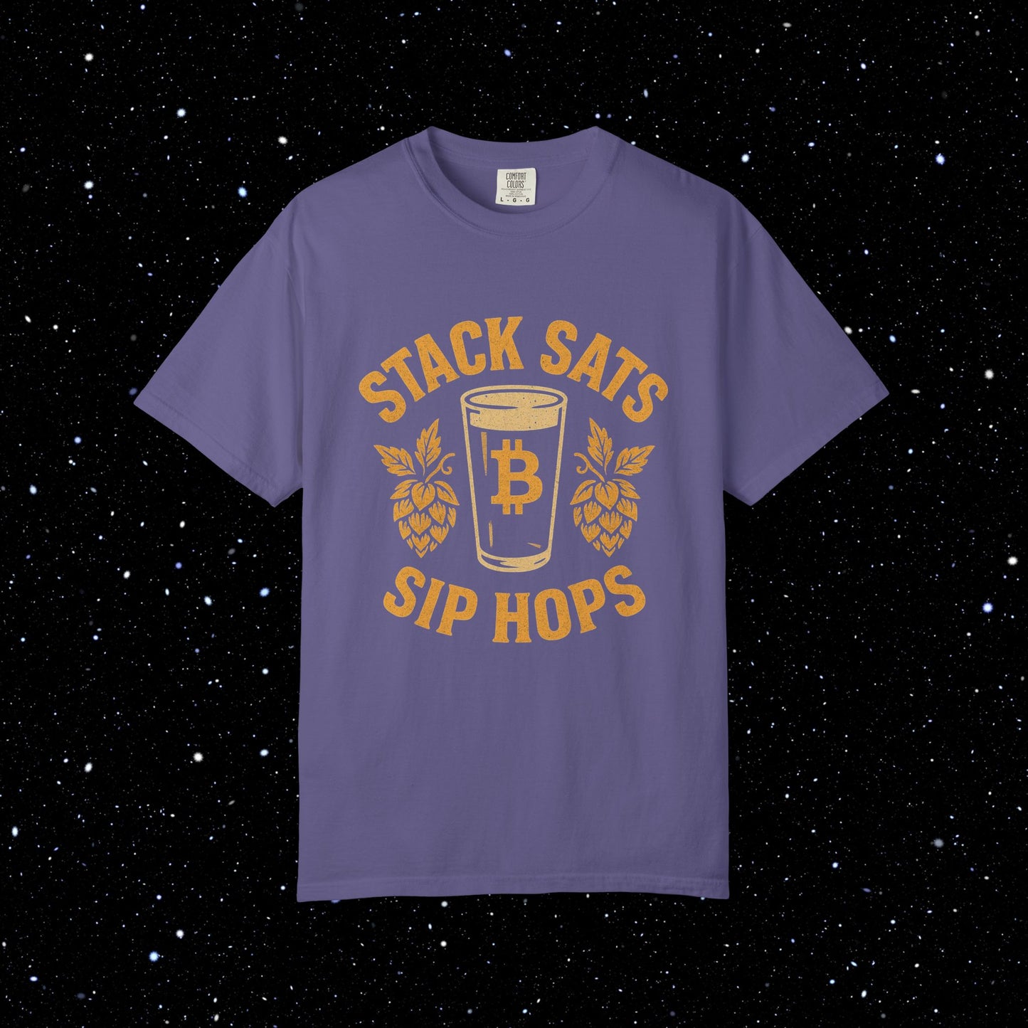 Stack Sats Sip Hops Bitcoin Tee