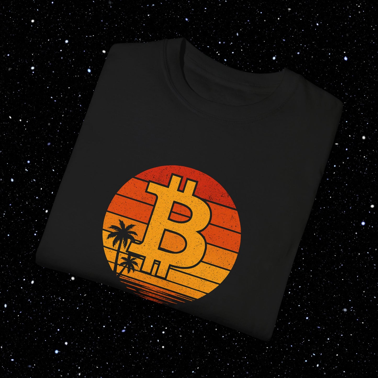 Bitcoin Retro Sunset Comfort Colors Tee Shirt