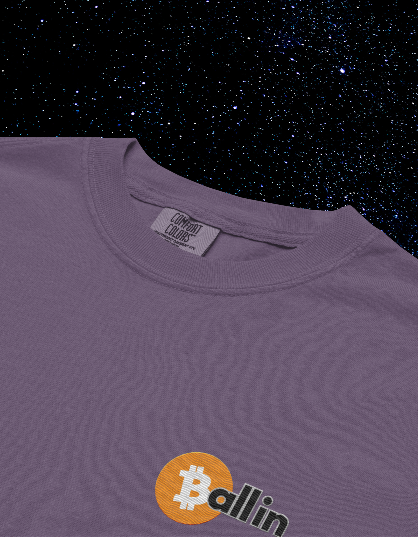 Ballin' Embroidered Bitcoin Comfort Colors Tee