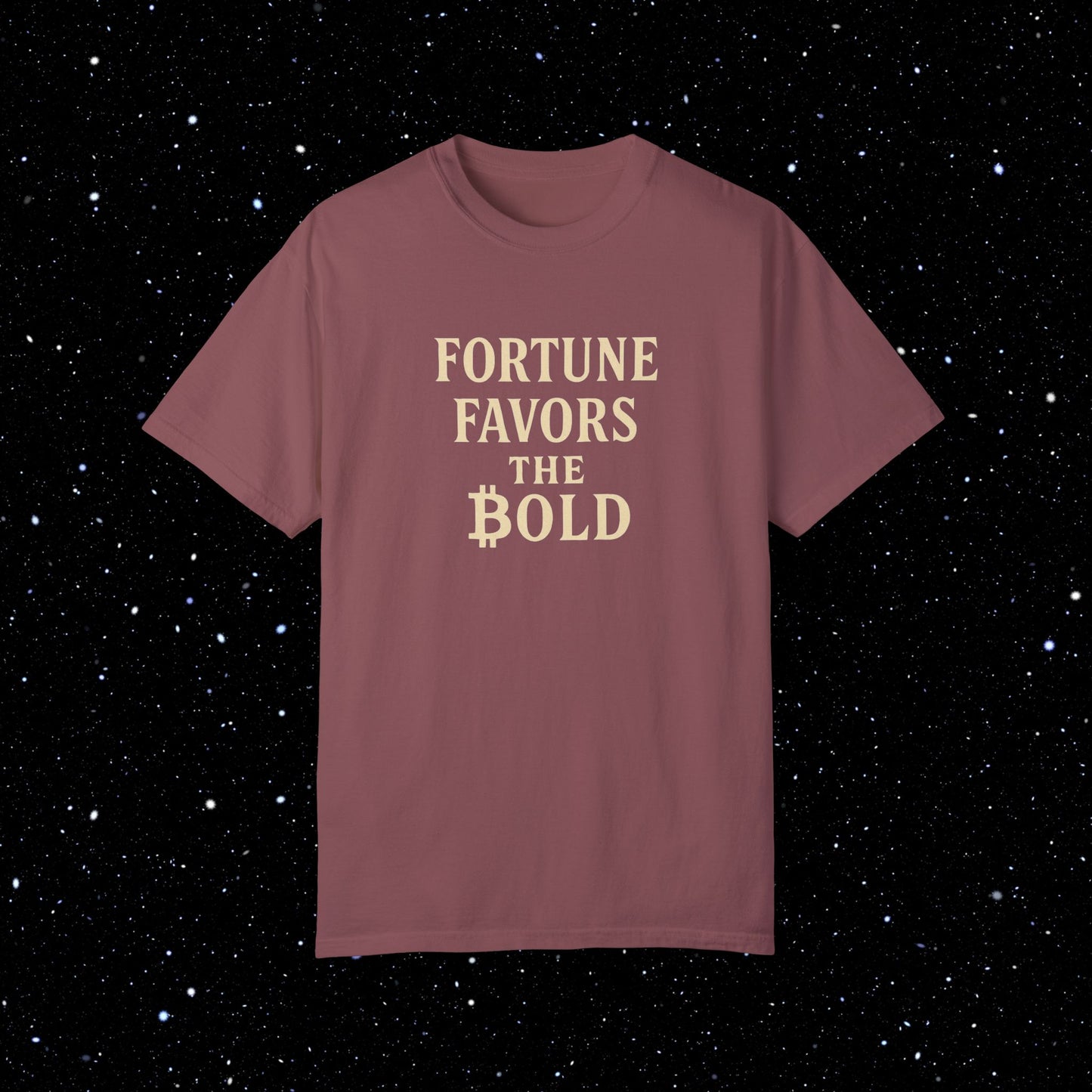 Fortune Favors the Bold - Bitcoin Typography Tee Shirt