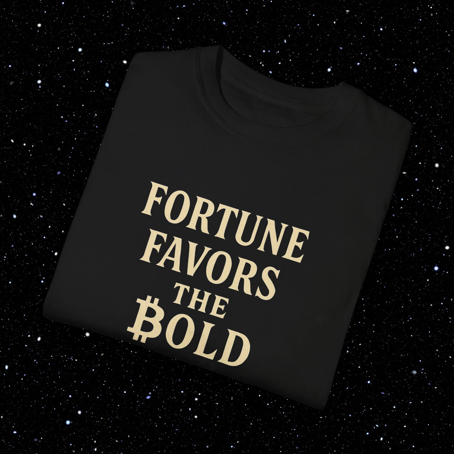 Fortune Favors the Bold - Bitcoin Typography Tee Shirt