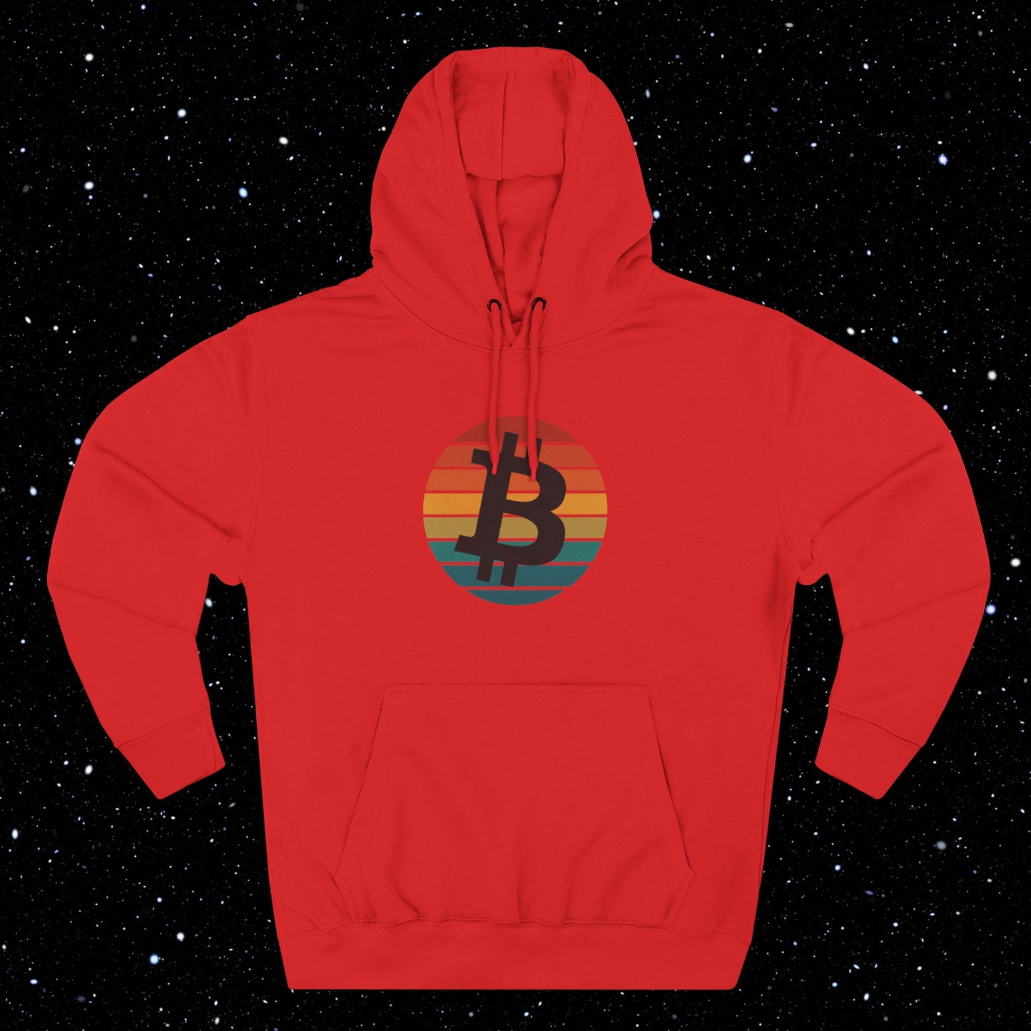 Bitcoin Retro Sunset Fleece Hoodie