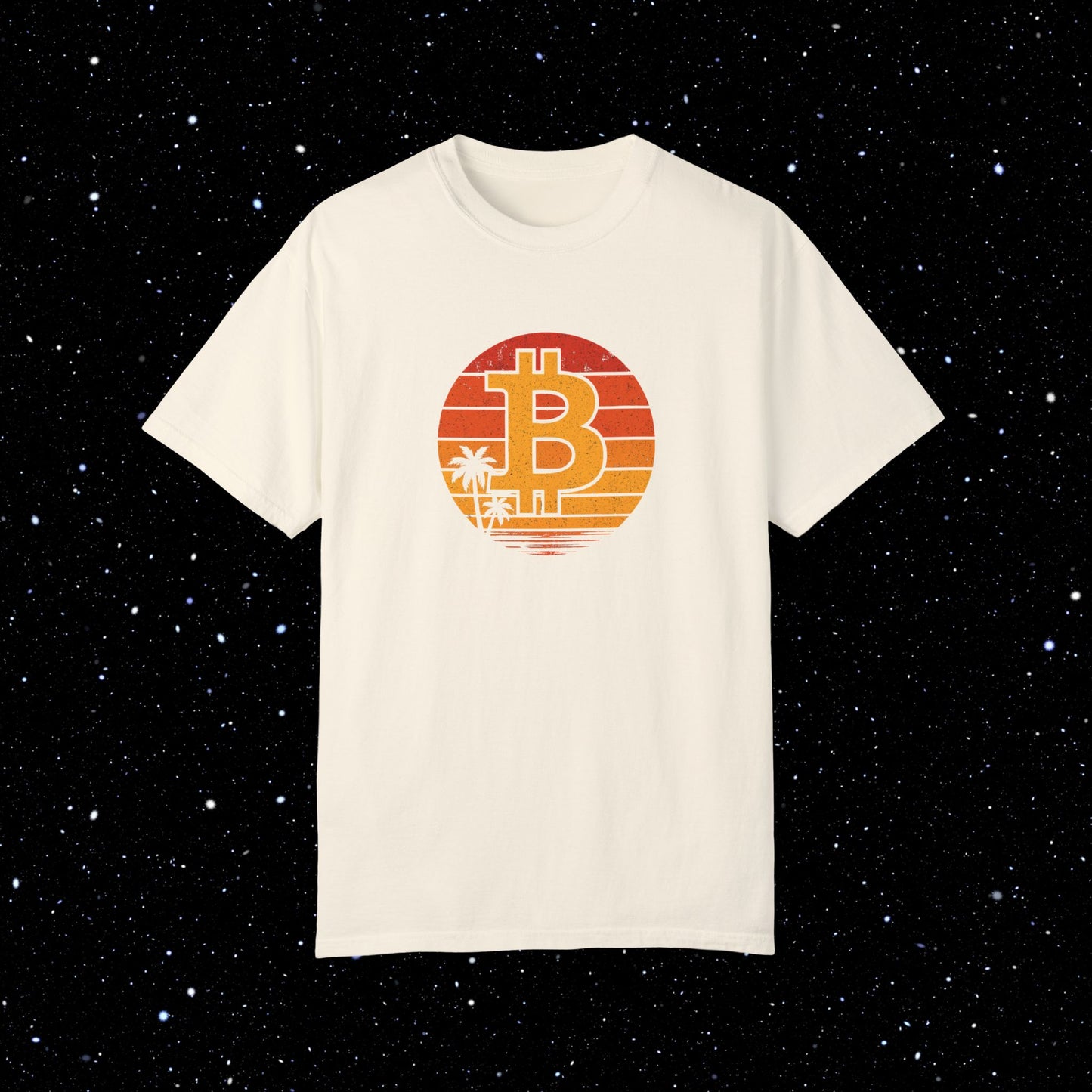 Bitcoin Retro Sunset Comfort Colors Tee Shirt