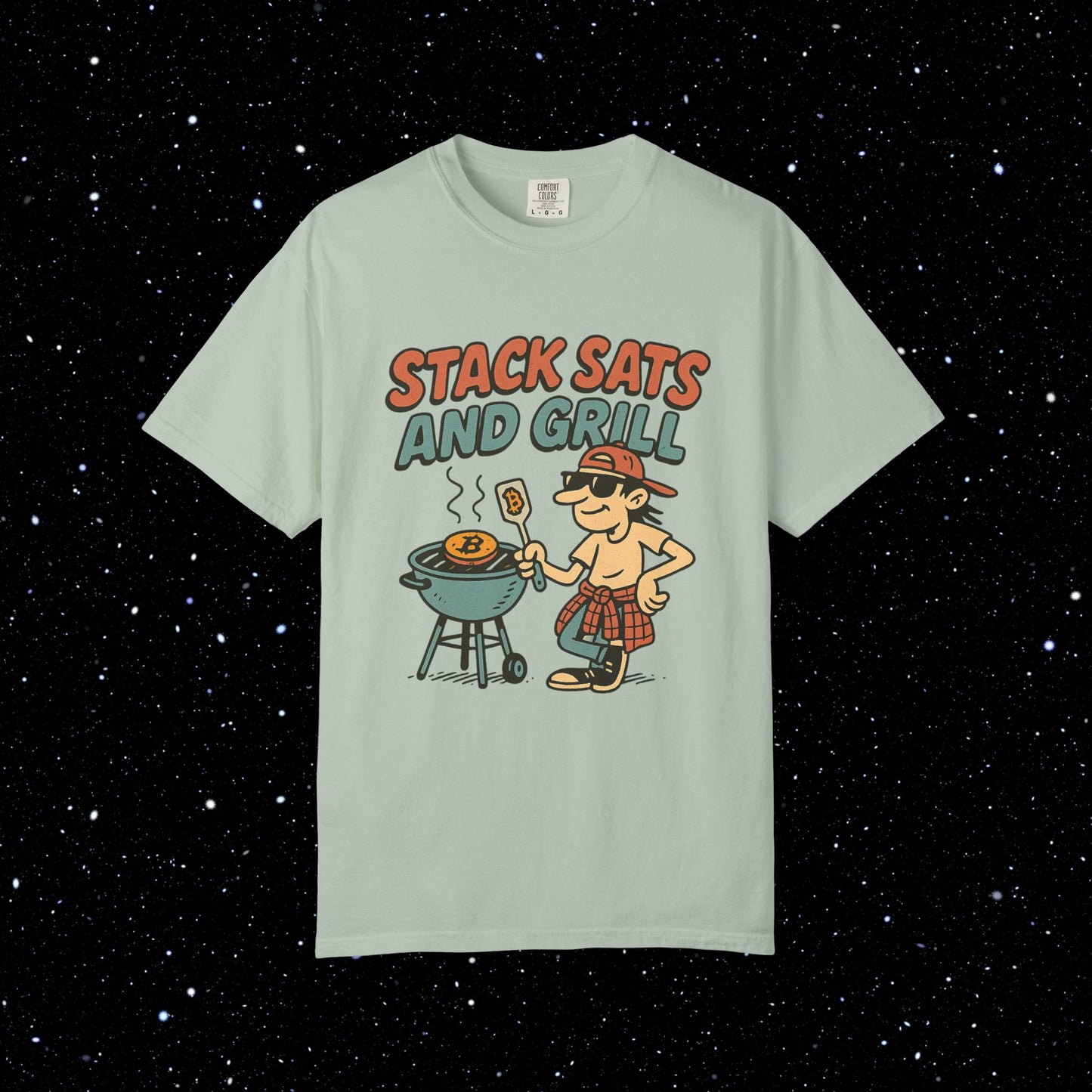 Stack sats and grill bitcoin tee