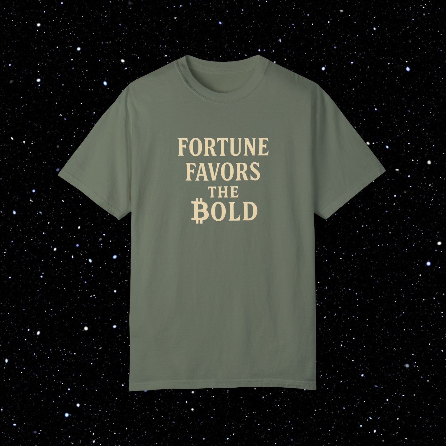 Fortune Favors the Bold - Bitcoin Typography Tee Shirt