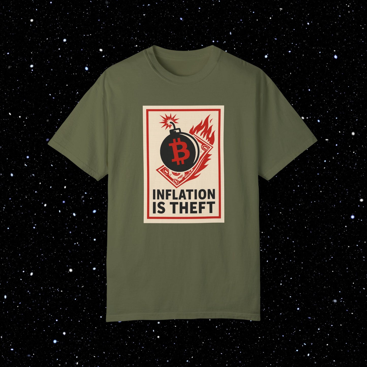 Inflation is Theft Comfort Colors Bitcoin Tee Shirt