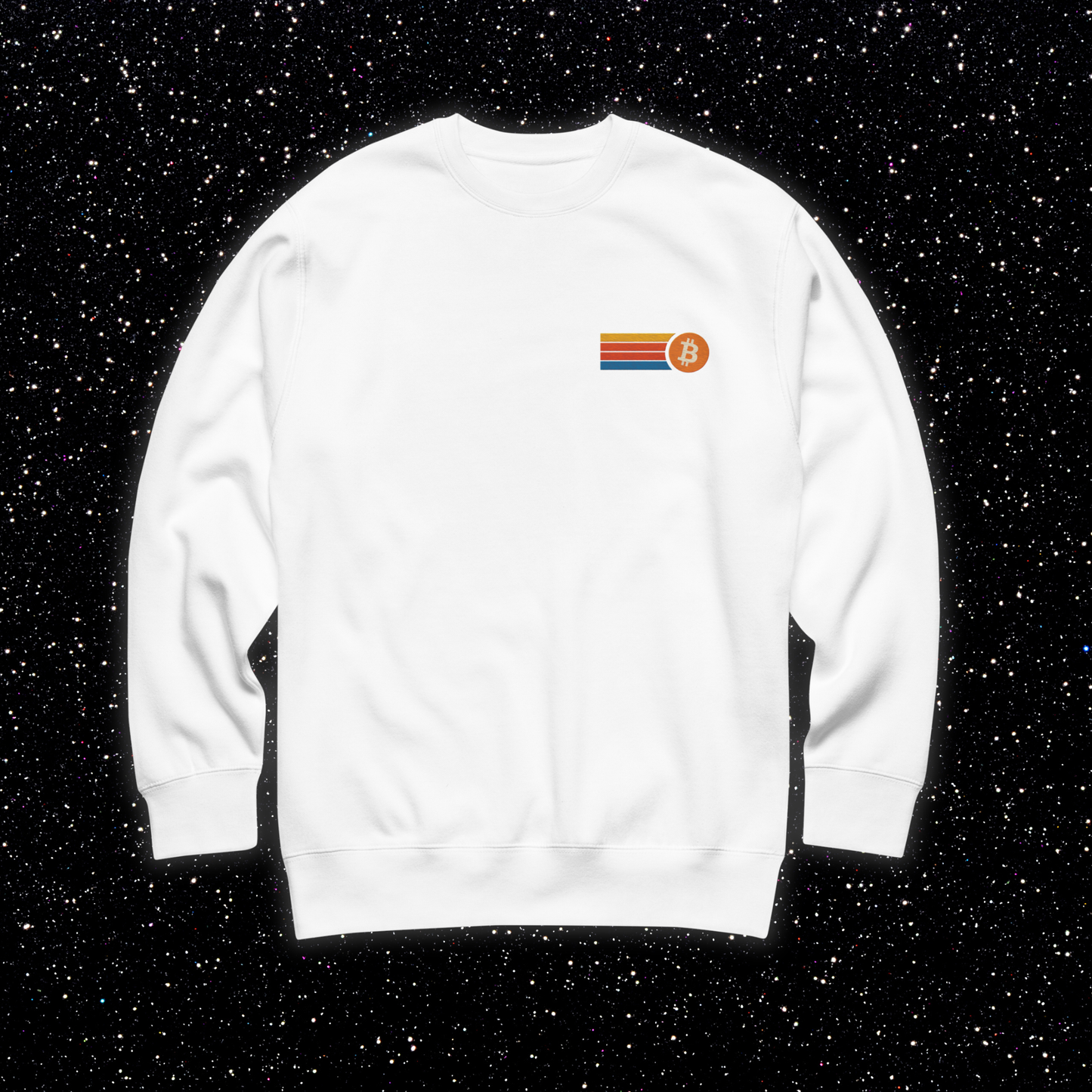 Retro Stripe Bitcoin Premium Embroidered Crew