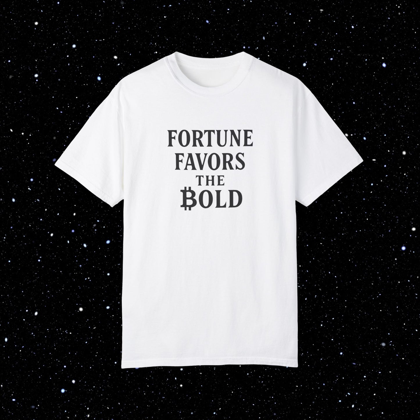 Fortune Favors the Bold - Bitcoin Typography Tee Shirt