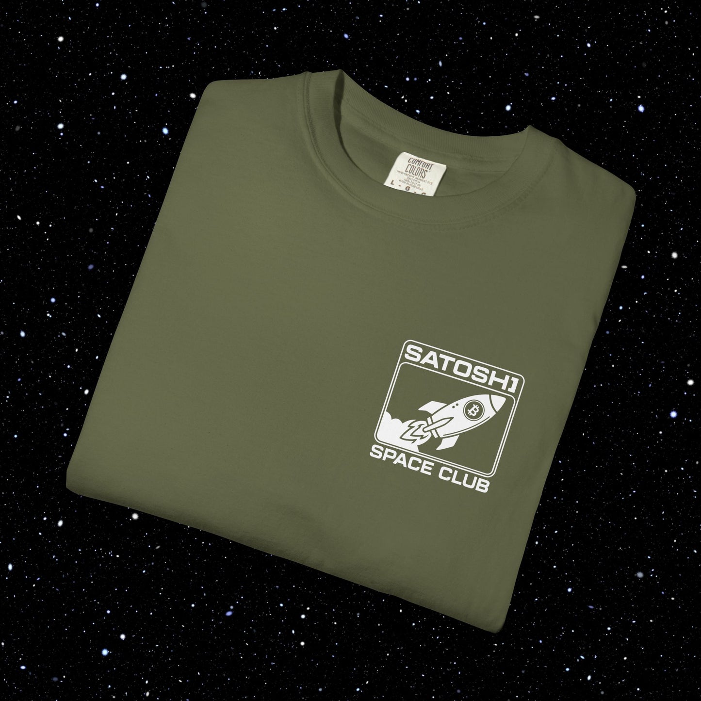 Satoshi Space Club Logo Back Print Bitcoin Tee Shirt