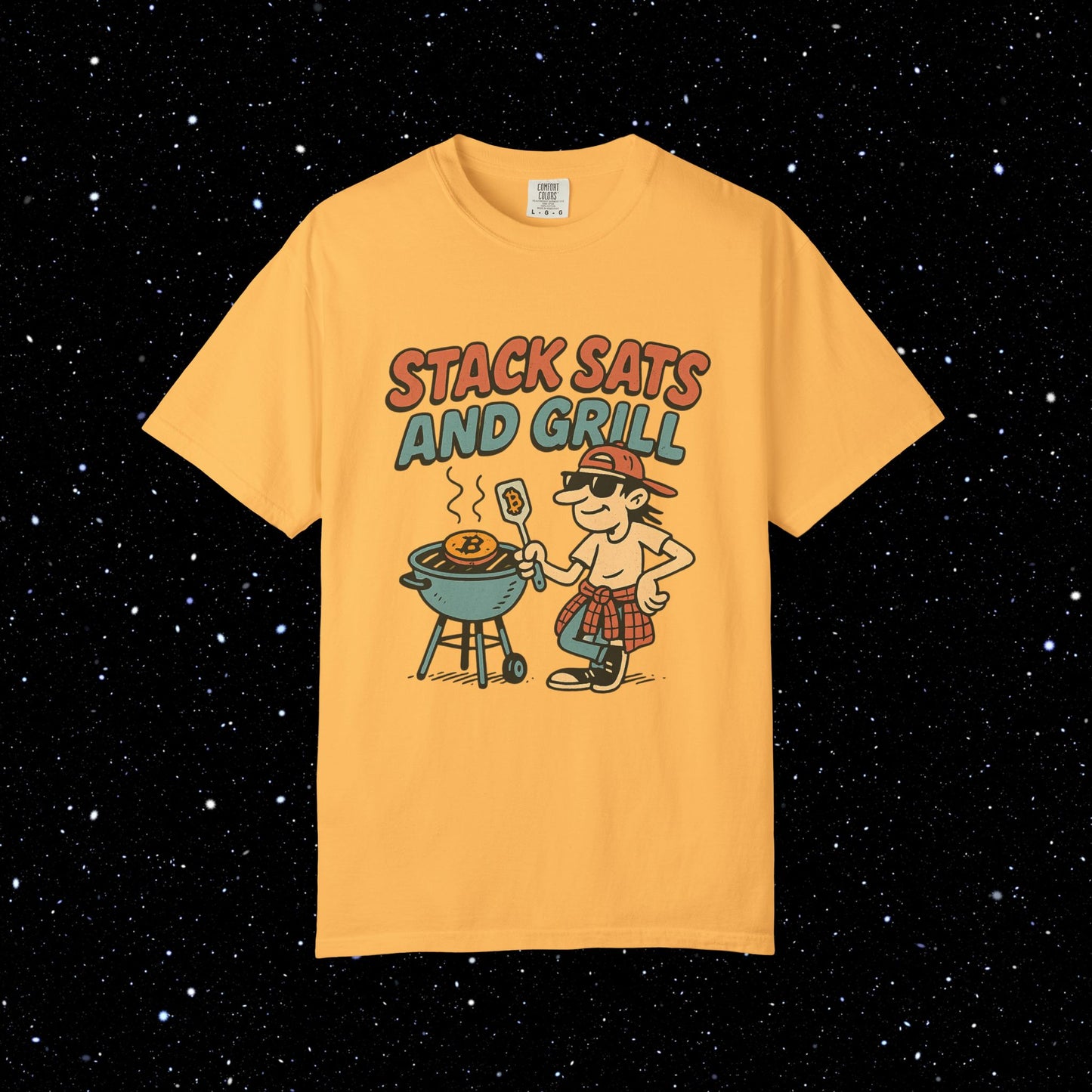 Stack sats and grill bitcoin tee