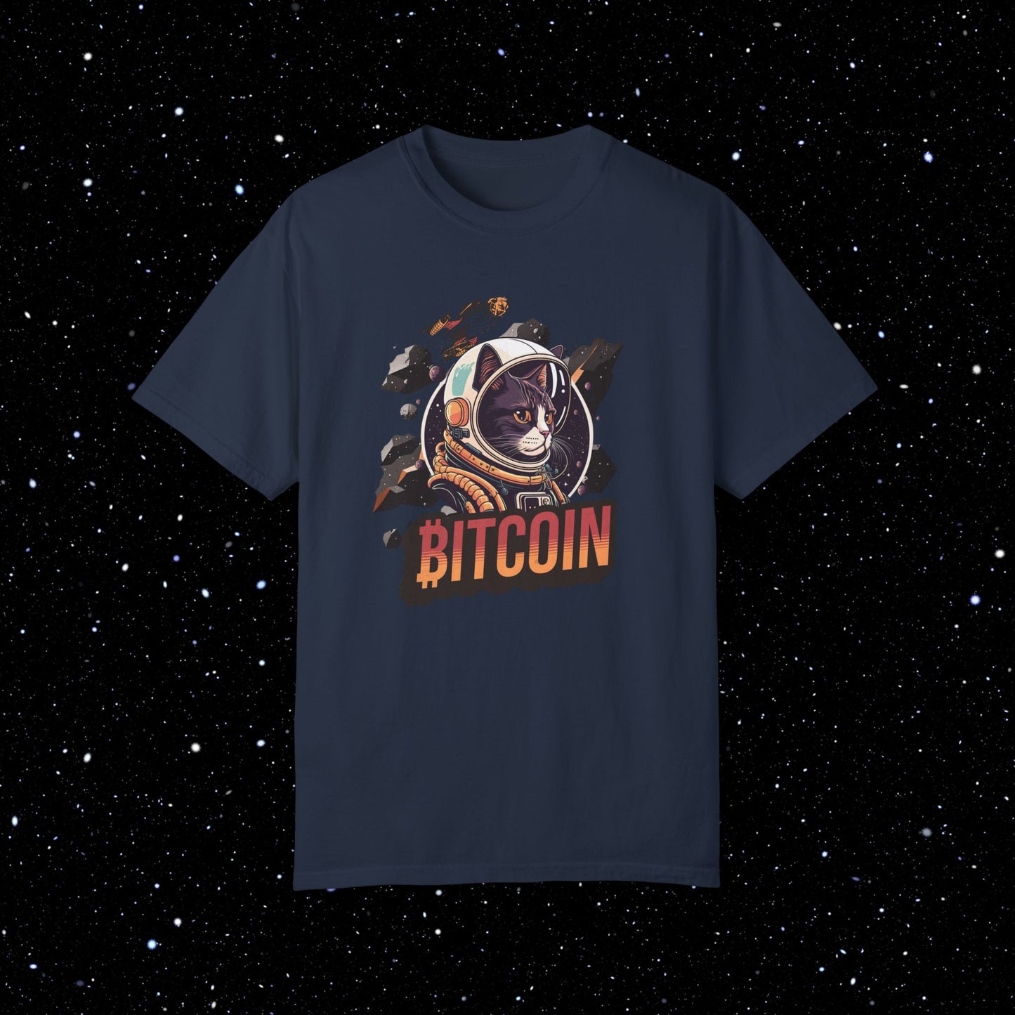 Bitcoin Catstronaut Comfort Colors Tee Shirt