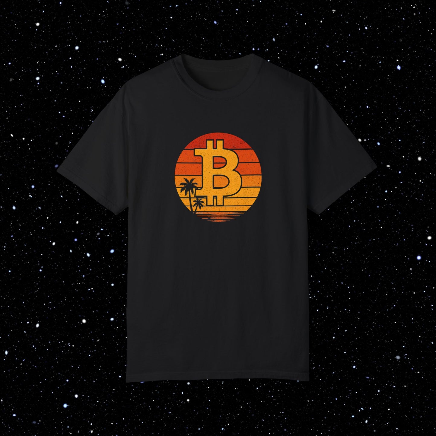 Bitcoin Retro Sunset Comfort Colors Tee Shirt