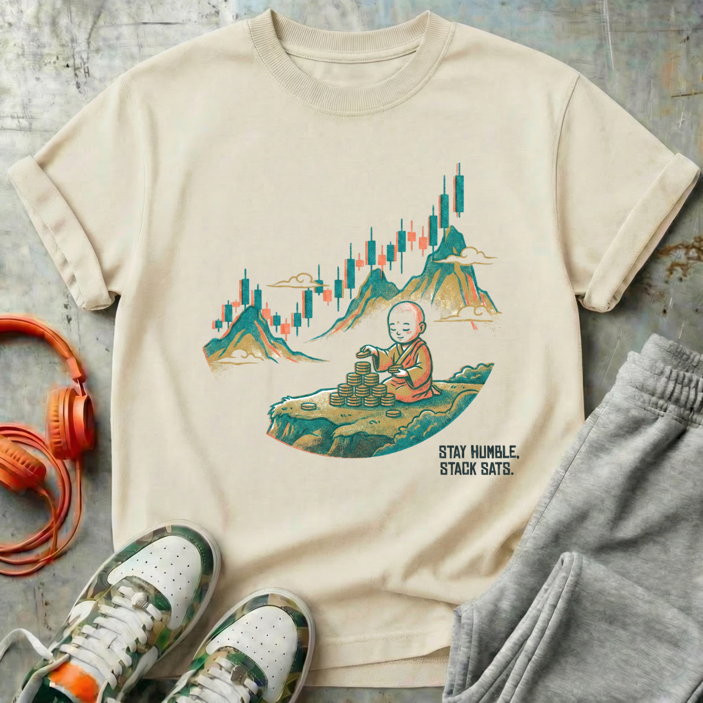 Stay Humble Stack Sats Ukiyo-e Tee