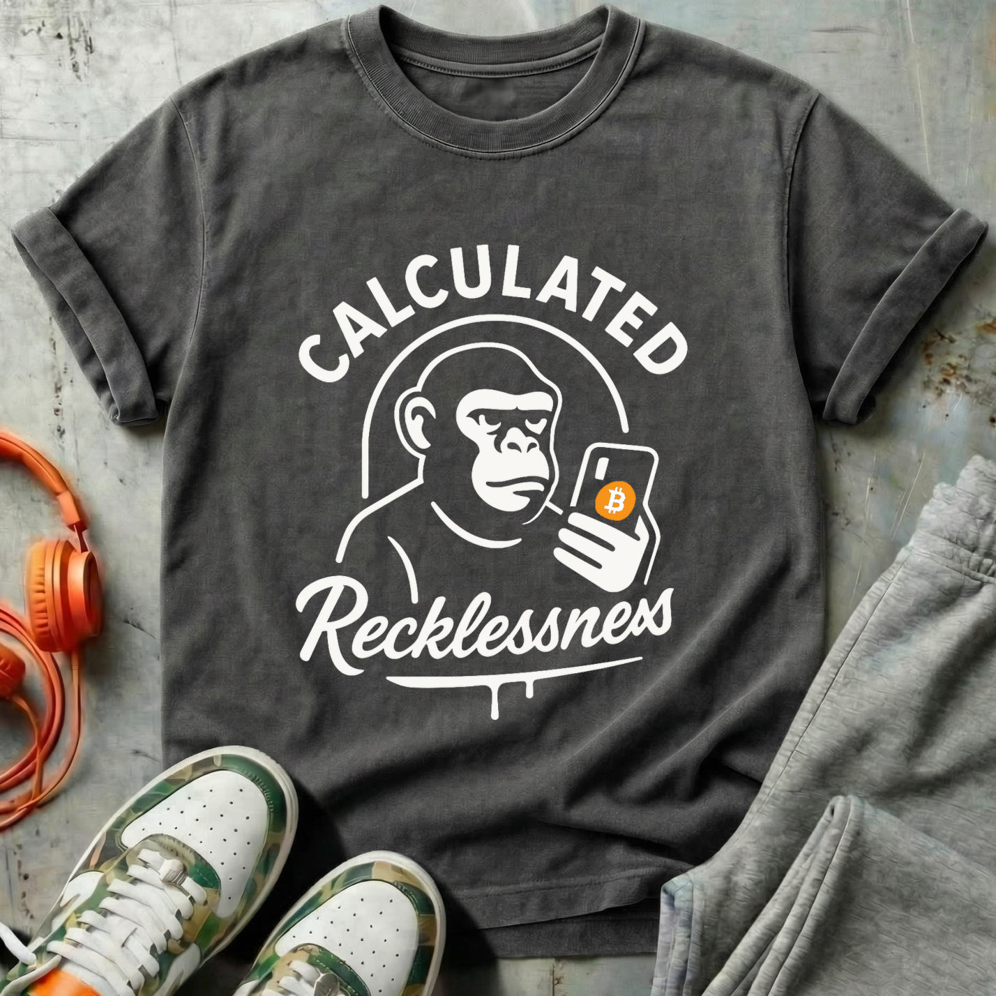 Calculated Recklessness Ape Bitcoin Tee 🦍⚡