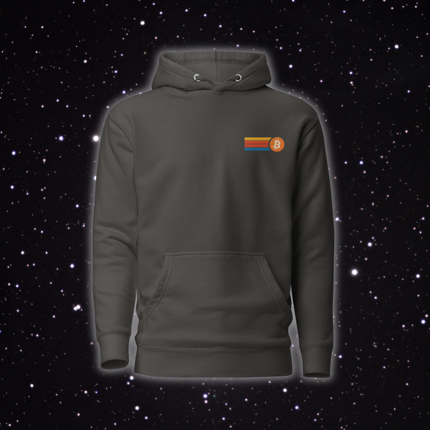 Retro Stripe Bitcoin Premium Embroidered Hoodie