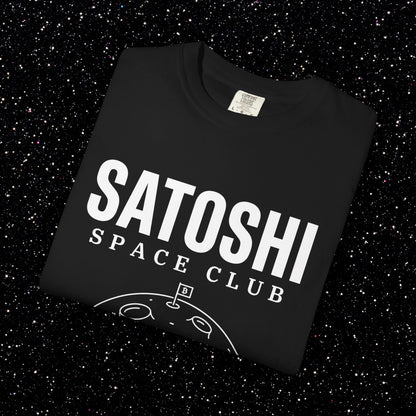 Satoshi Space Club T-Shirt | Bitcoin Moon Flag Minimalist Tee
