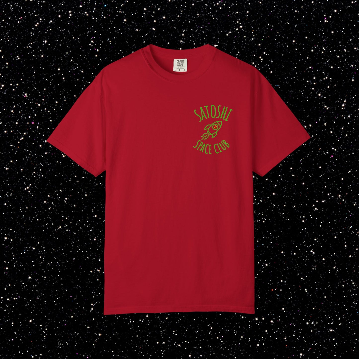 Satoshi Space Club Rocket Line Art Backprint Tee