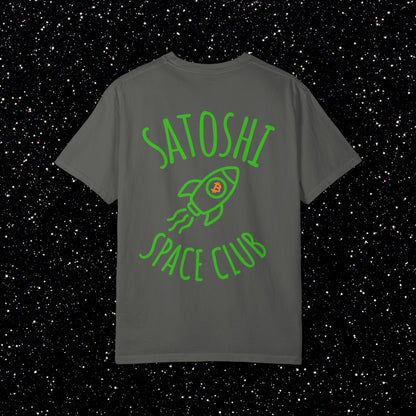 Satoshi Space Club Rocket Line Art Backprint Tee