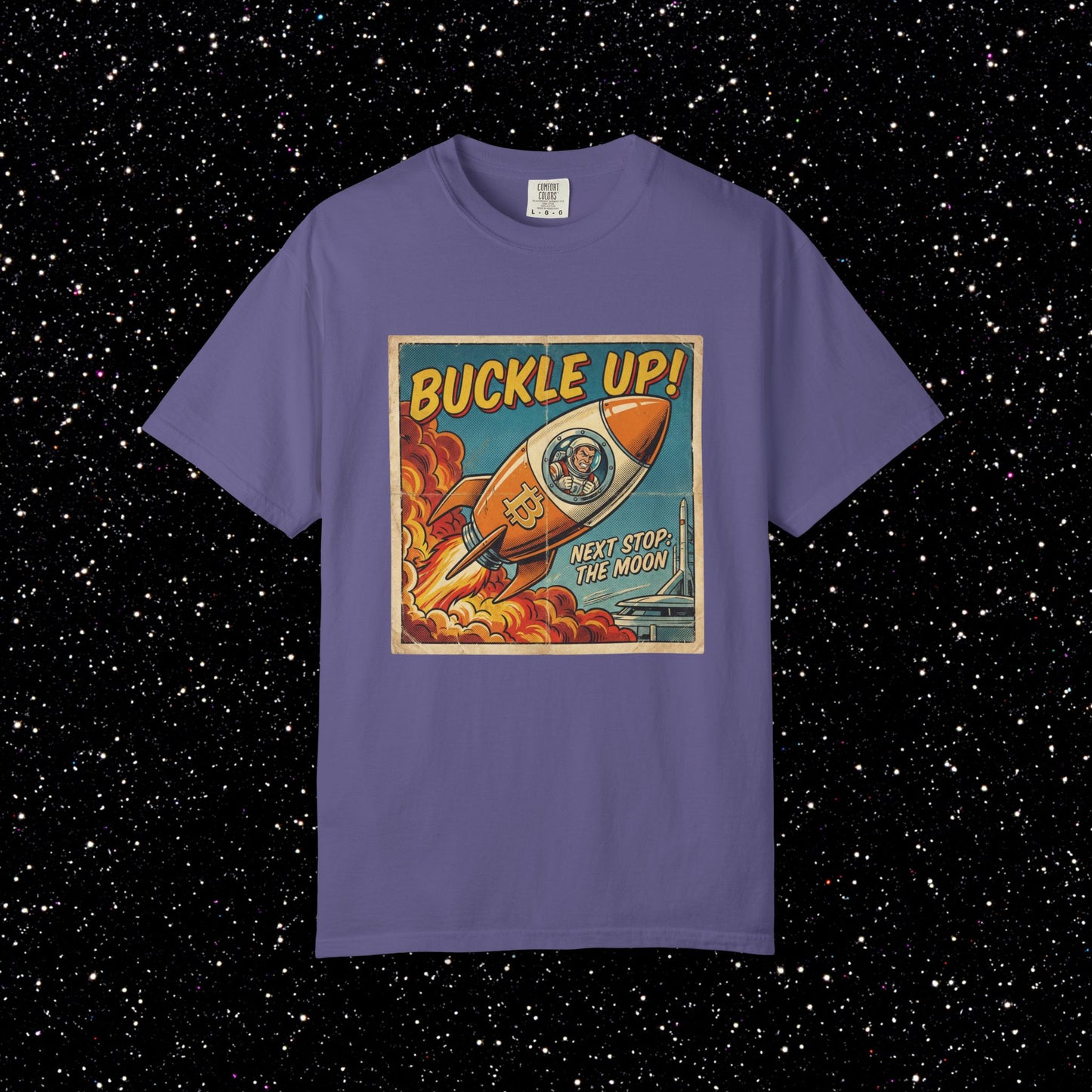 Buckle Up Bitcoin T-Shirt | Next Stop The Moon Retro Tee